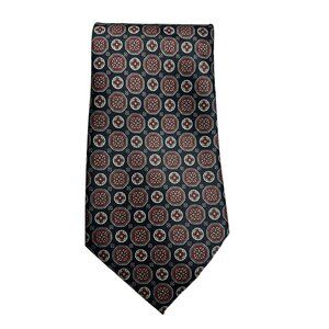 René Chagall Men's polyester Tie Italian Design Red & Blue Geometric Pattern